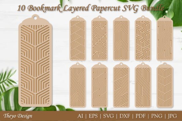 10 Bookmark Layered Papercut 3D SVG Shapes