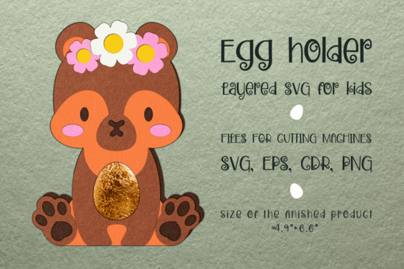 Baby Bear Easter Egg Holder 3D SVG Shapes