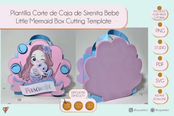Baby Mermaid 3D SVG Shapes Box Template