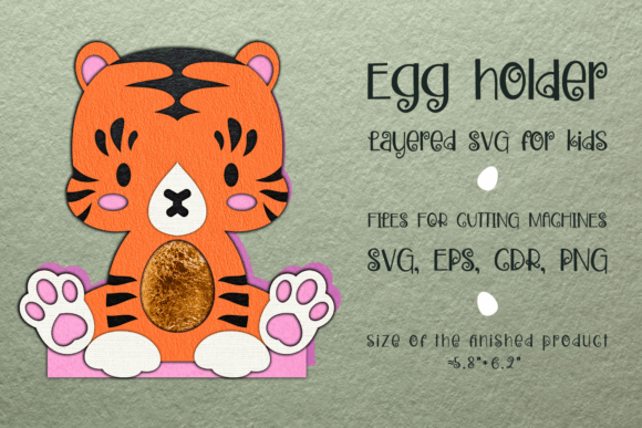 Baby Tiger Easter Egg Holder 3D SVG Shapes