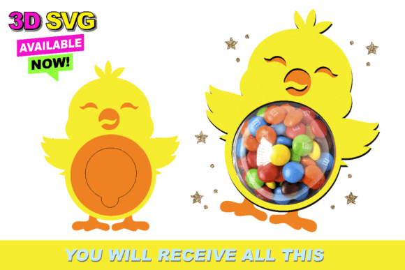 Cute Little Chick Candy Holder 3D SVG Shapes