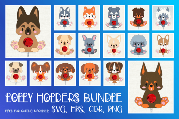 Cute Puppy Lollipop Holder Bundle: 3D SVG Shapes