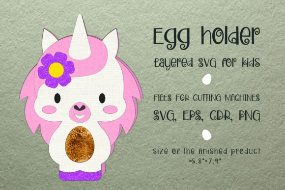 Cute Unicorn Easter Egg Holder 3D SVG Shapes