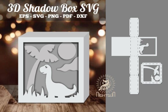 Dinosaur 3D SVG for Shadow Boxes