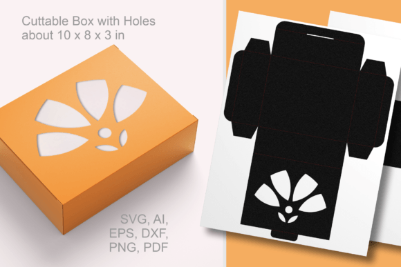 Groovy Style Flower Rectangular Gift Box 3D SVG Shapes