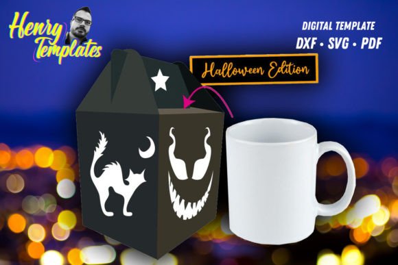 Halloween Mug Box Template SVG: 3D SVG Shapes