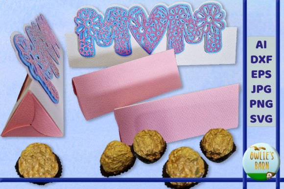 Mother s Day Sign with 2 Gift Boxes: A 3D SVG for Shapes