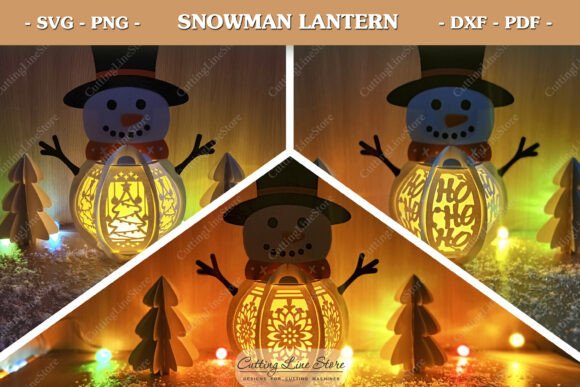 Snowman Lanterns: 3D SVG for Christmas